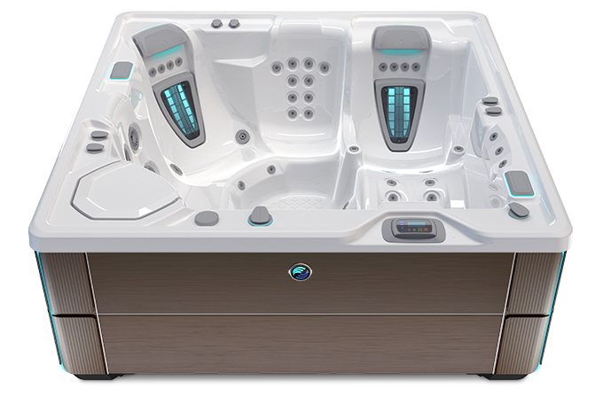 Highlife Aria Hot Tub with Alpine White Shell and Java Cabinet