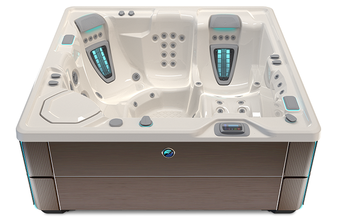 Highlife Aria Hot Tub with Ivory Shell and Java Cabinet