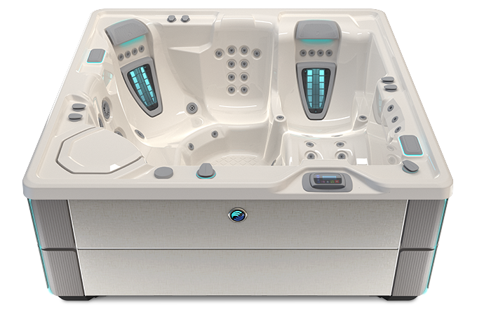 Highlife Aria Hot Tub with Ivory Shell and Linen Cabinet