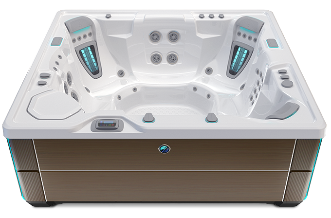 Highlife Grandee Hot Tub with Alpine White Shell and Java Cabinet