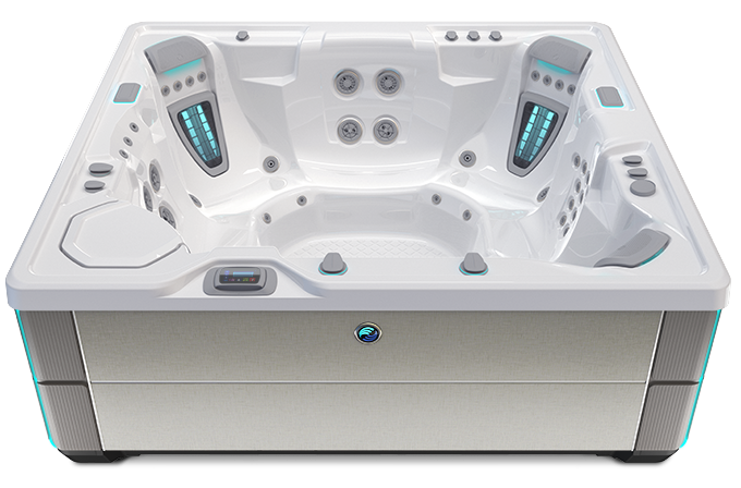 Highlife Grandee Hot Tub with Alpine White Shell and Linen Cabinet