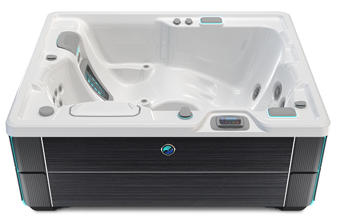 Highlife Jetsetter Hot Tub with Alpine White Shell and Blackwood Cabinet