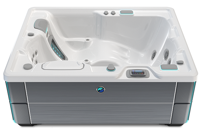 Highlife Jetsetter Hot Tub with Alpine White Shell and Charcoal Cabinet