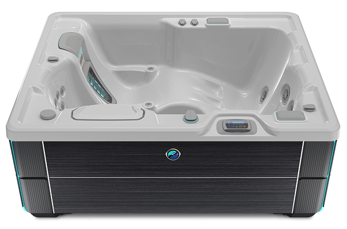 Highlife Jetsetter Hot Tub with Ice Gray Shell and Blackwood Cabinet