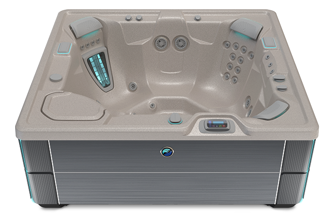 Highlife Prodigy Hot Tub with Pebble Shell and Charcoal Cabinet