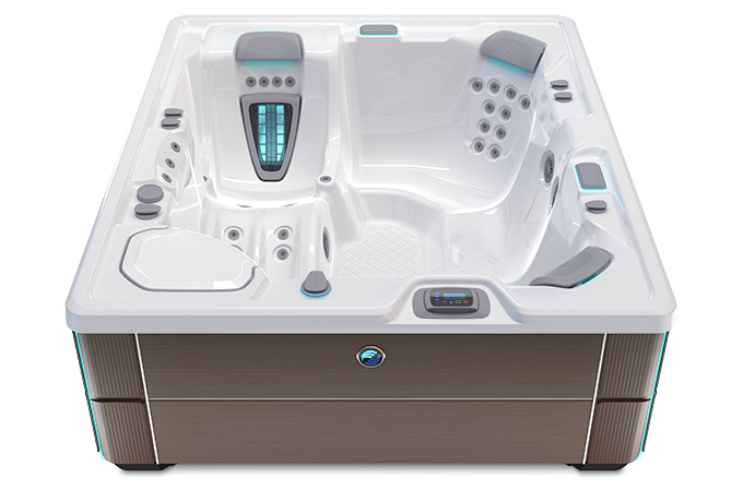 Highlife Sovereign Hot Tub with Alpine White Shell and Java Cabinet