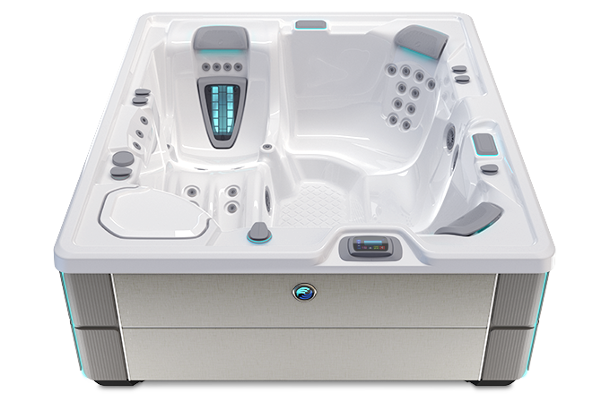 Highlife Sovereign Hot Tub with Alpine White Shell and Linen Cabinet