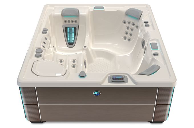 Highlife Sovereign Hot Tub with Ivory Shell and Java Cabinet