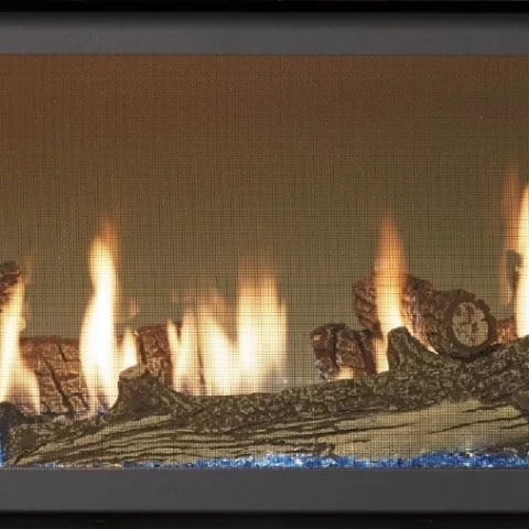 4415 High Output See-Thru Deluxe Gas Fireplace with Traditional Logs Interior
