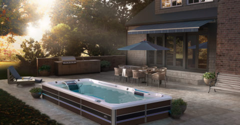 E500 Swim Spa on back patio.