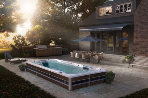 E500 Swim Spa on back patio.