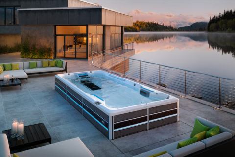 E700 Swim Spa lakeside installation.
