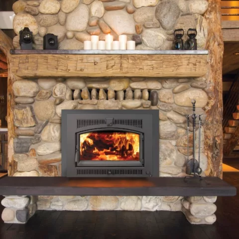 Large Flush Hybrid-Fyre Wood Fireplace Insert Arch.