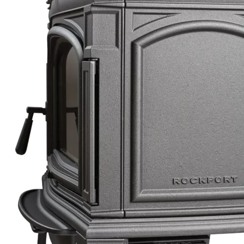 Left Side of Rockport Hybrid-Fyre Wood Stove.