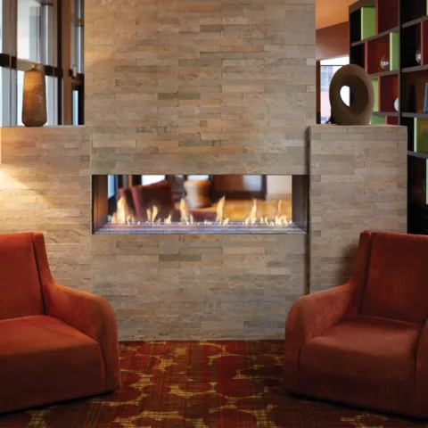DaVinci See-Thru Linear Gas Fireplace, 60 by 20 inches.