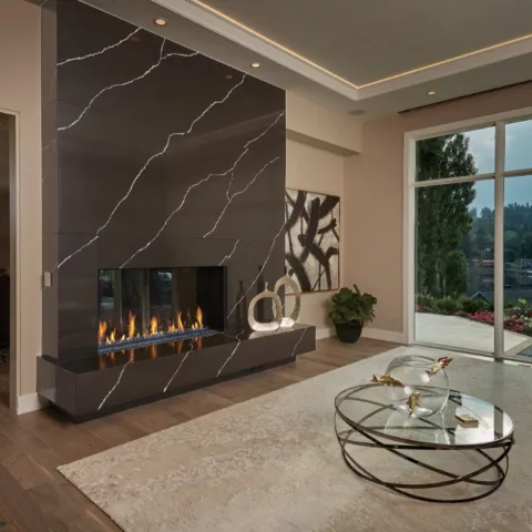 DaVinci See-Thru Linear Gas Fireplace, 60 by 30 inches.