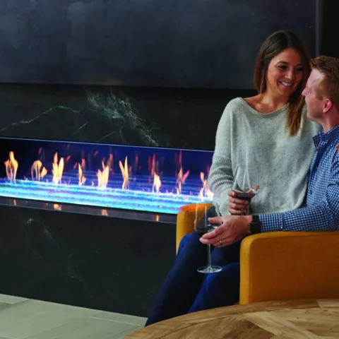 DaVinci Single-Sided Linear Gas Fireplace, 20 by 60 inches.