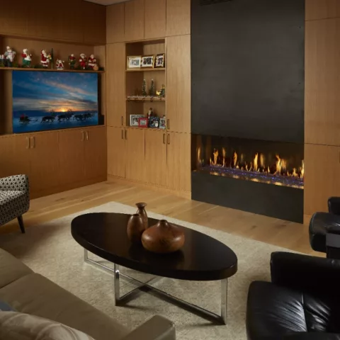 DaVinci Single-Sided Linear Gas Fireplace, 20 by 60 inches with Rock Embers.