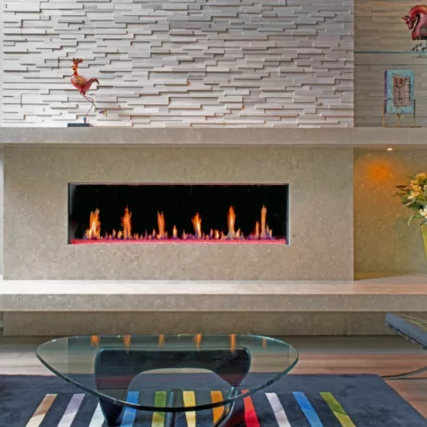 DaVinci Single-Sided Linear Gas Fireplace, 20 by 72 inches.