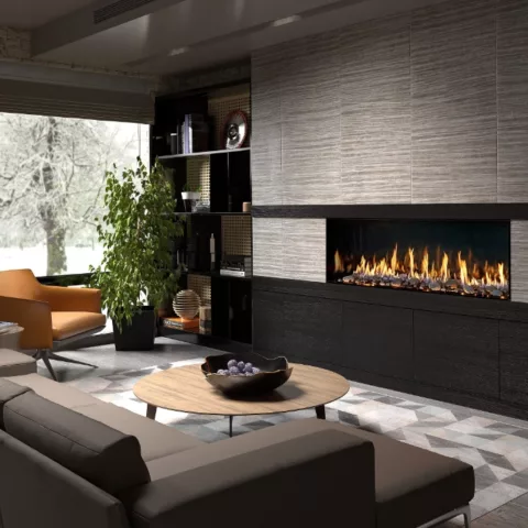 DaVinci Single-Sided Linear Gas Fireplace, 60 by 20 inches.