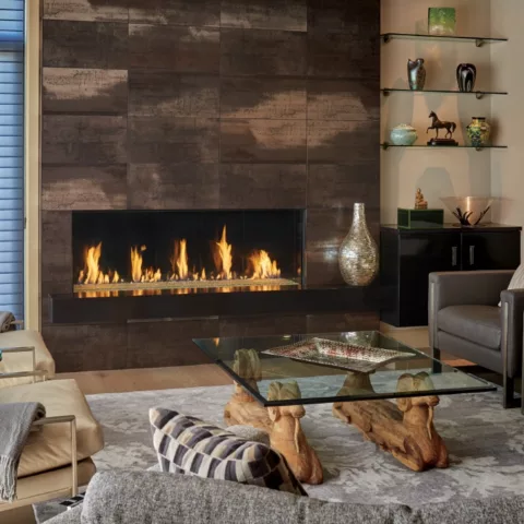 DaVinci Single-Sided Linear Gas Fireplace, 60 by 30 inches.