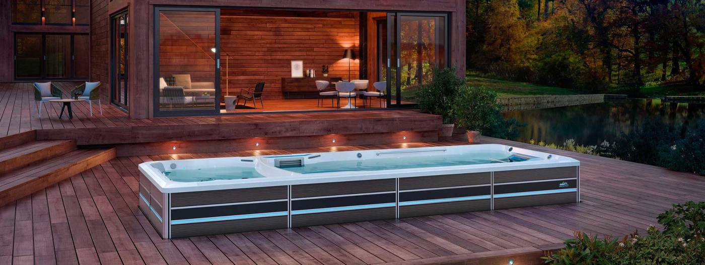 Swim Spa and Hot Tub installed outside in-ground