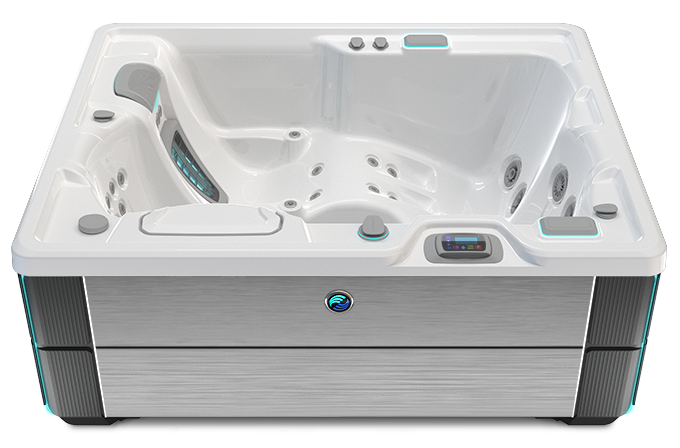 Highlife Jetsetter LX Hot Tub with Alpine White Shell and Brushed Nickel Cabinet