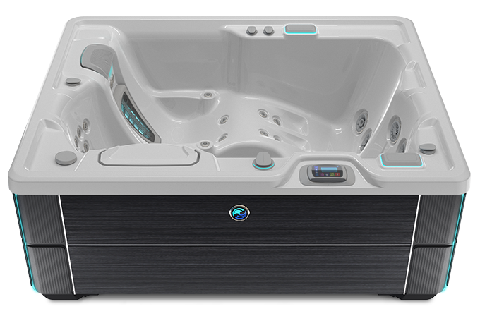 Highlife Jetsetter LX Hot Tub with Ice Gray Shell and Blackwood Cabinet