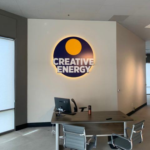 Creative Energy sign on wall at Concord Hot Tub Showroom