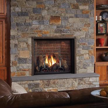 4237 Clean Face Deluxe™ fireplace insert in stone hearth