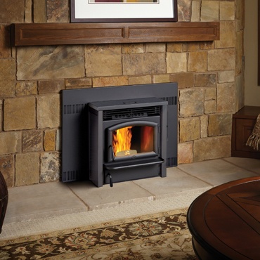 AGP™ pellet stove wall unit insert living area