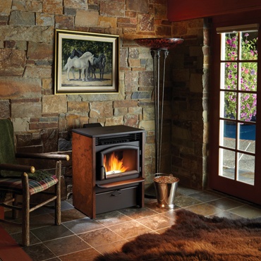AGP™ Stove pellet stove in stone walled room