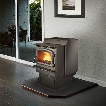 foxfire pellet stove in living area