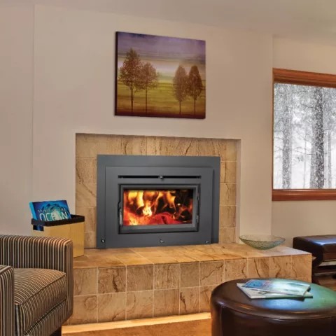 Large Flush Wood Hybrid-Fyre Rectangular Fireplace.