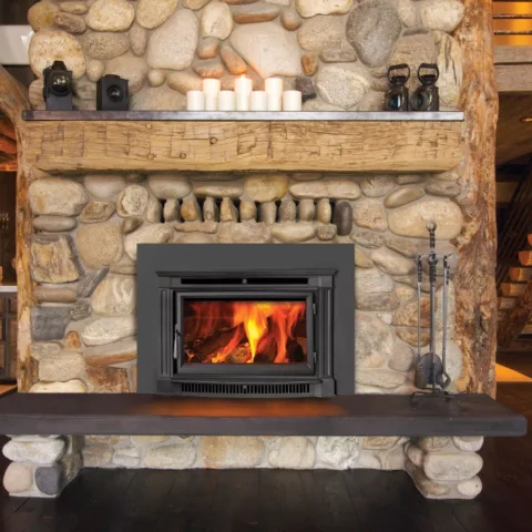 Large Flush Wood Hybrid-Fyre Rectangular Fireplace Insert.