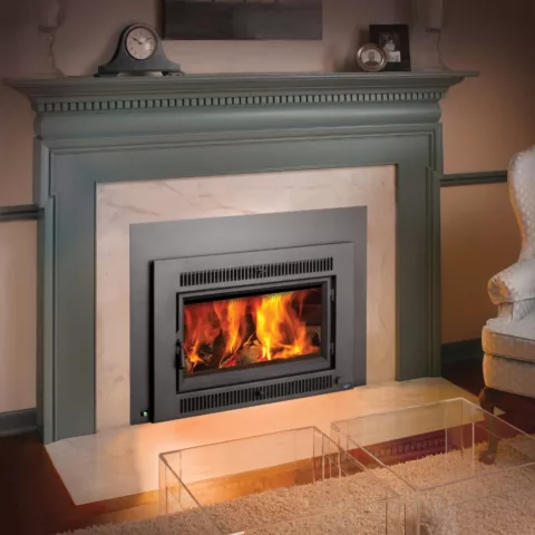 Large Flush Wood Hybrid-Fyre Rectangular Fireplace Insert.