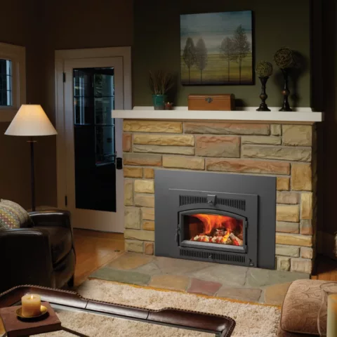 Medium Flush Wood Hybrid-Fyre Arched Fireplace Insert.