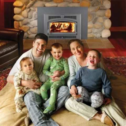 Medium Flush Wood Hybrid-Fyre Arched Fireplace Insert.