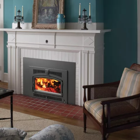 Medium Flush Wood Hybrid-Fyre Arched Fireplace Insert.