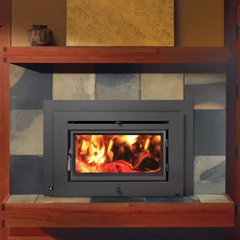 Medium Flush Wood Hybrid-Fyre Rectangular Fireplace Insert.