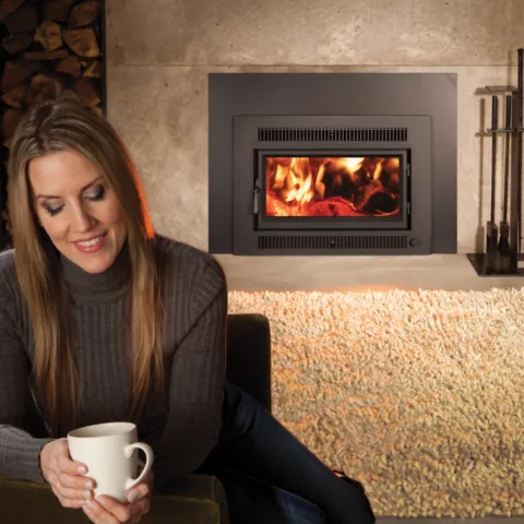 Medium Flush Wood Hybrid-Fyre Rectangular Fireplace Insert.