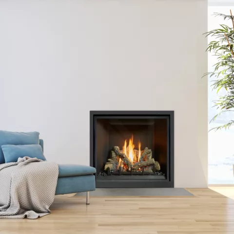 ProBuilder 36 Clean Face Fireplace with Black Painted fireback, Ember-Glo.