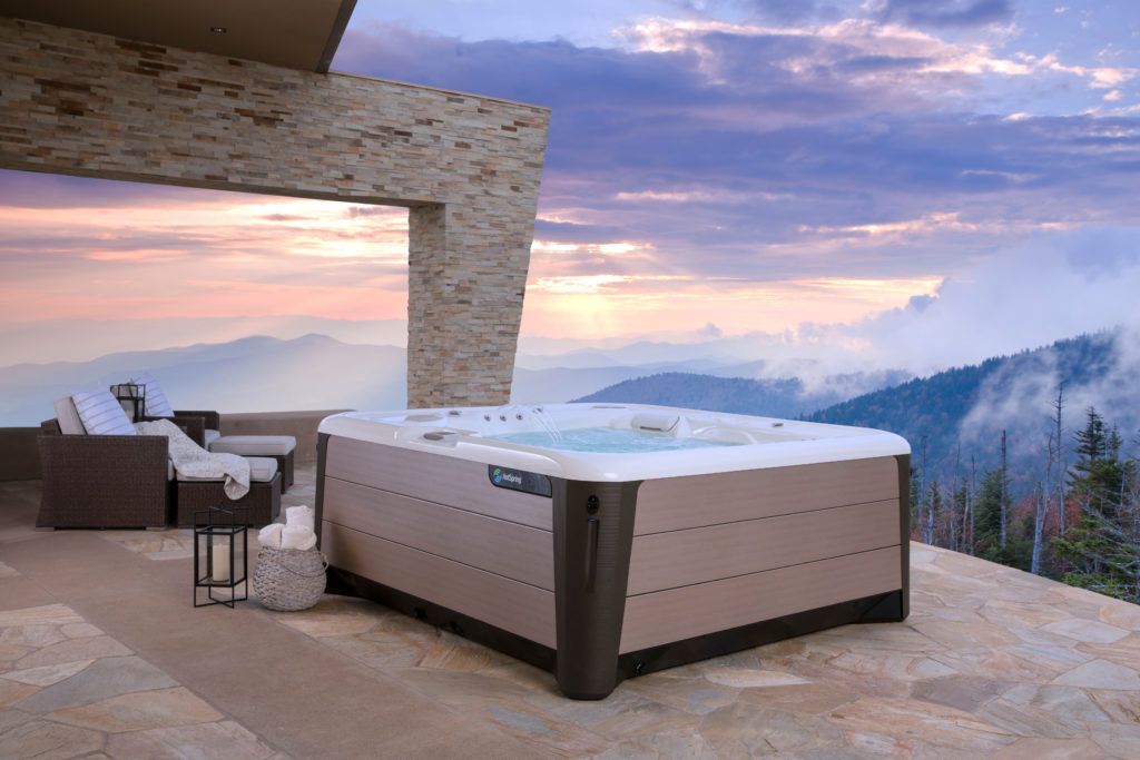 HotSpring Highlife Envoy Hot Tub outside