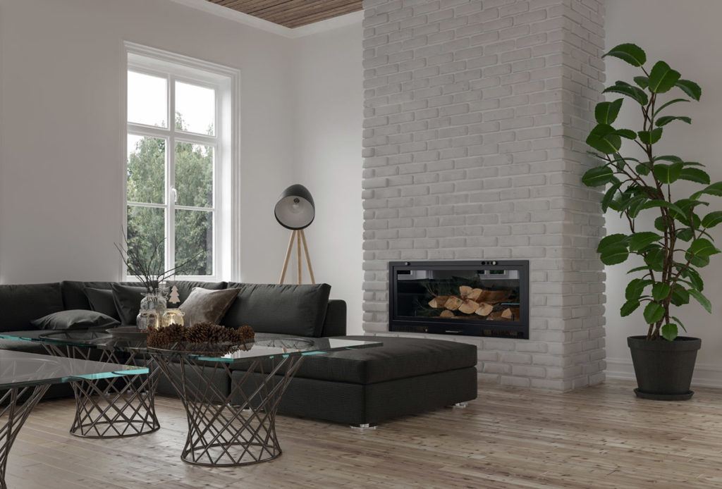 fireplace insert in modern living area