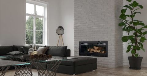 fireplace insert in modern living area