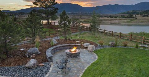 beautiful backyard with gas fire pit