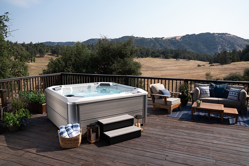 HotSpring HotSpot Rhythm hot tub installed on a deck